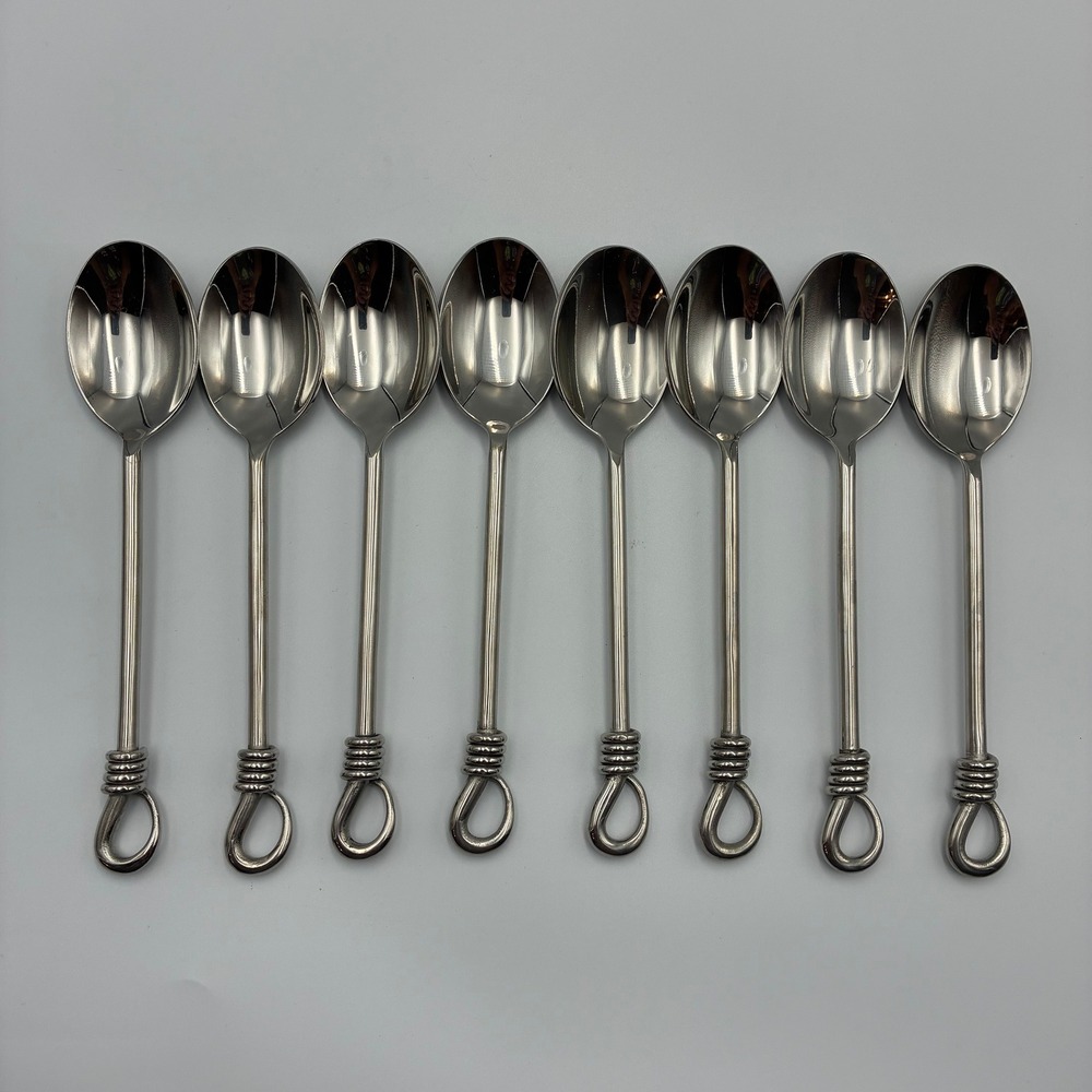 Gourmet Settings Twist and Shout Teaspoons 18/10 Stainless Steel Set of 8 7in